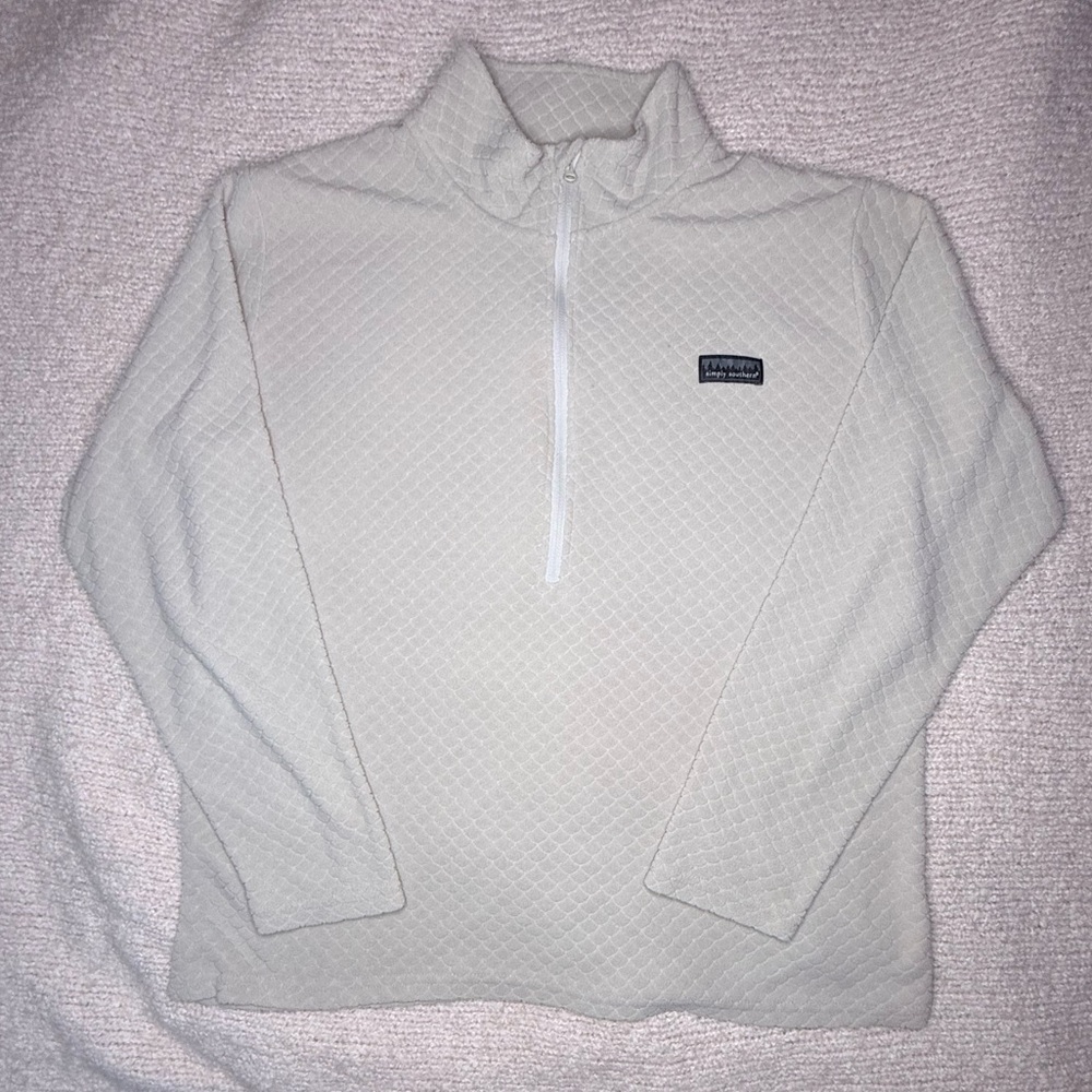 Simply Southern Women's Cream Zip-Up Top sz large